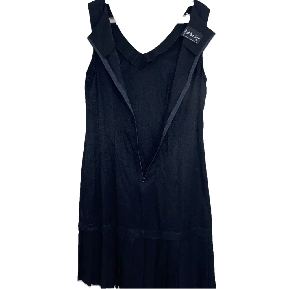 Vintage 90s All That Jazz Skater Dress Womens 7/8 Black Sheath‎ Pleated Hem